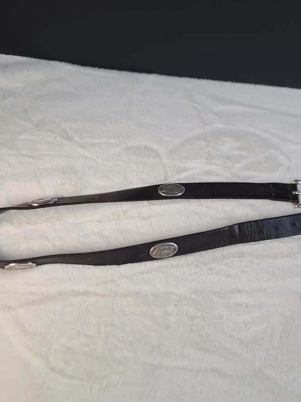 Men's Dark Brown Leather Belt with Silver Buckle and Concho Accent